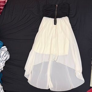 Chic Strapless Black and White Dress